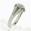 Image 7 : Vintage 18k Gold Diamond Solitaire Matte & Polished Hand Engraved Hexagon Ring