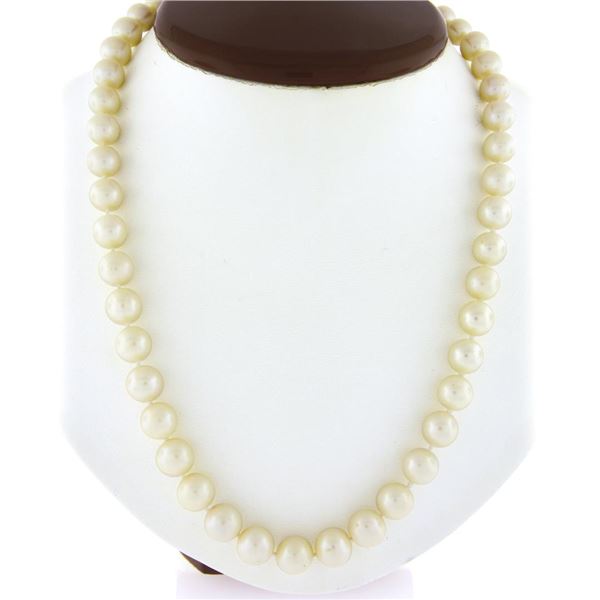 Estate 19" 8.5-9.5mm Classic Pearl Strand Necklace with 14k Gold Filigree Clasp