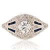 0.51 ctw F COLOR CENTER Diamond and 0.57 ctw Blue Sapphire Platinum Ring (0.65 c