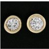 New 14k Yellow Gold 0.27 ctw Martini Bezel Round Brilliant Diamond Stud Earrings