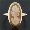 Image 2 : Vintage 10k Yellow Gold Elongated Oval Carved Shell Cameo Cocktail Ring