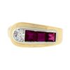 Image 4 : Maurice Tishman Retro 14K Gold & Platinum Diamond & Ruby Buckle Style Band Ring