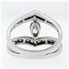 Image 7 : 14K White Gold 1.01 ctw Marquise & Round Cut Diamond Milgrain Wide Open Split Ri