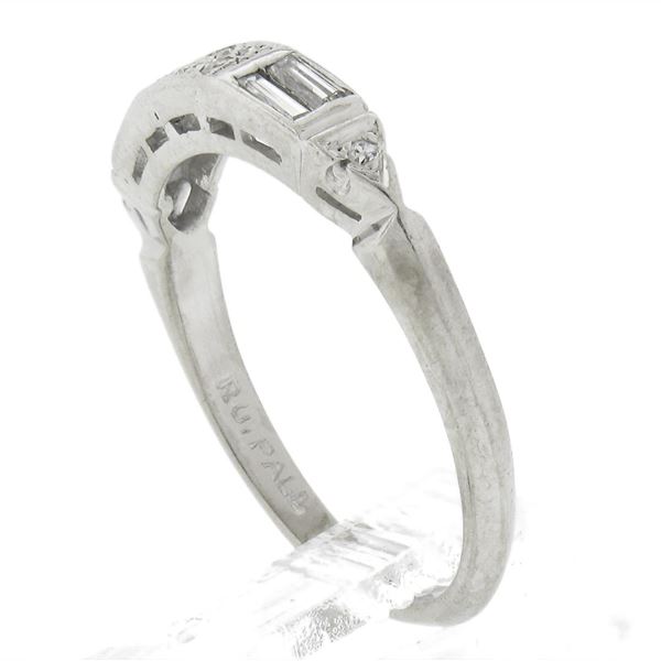 Antique Palladium 0.2 ctw Baguette & Single Cut Diamond Stackable Band Ring