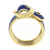 Image 7 : Vintage 18K Yellow Gold Royal Blue Enamel w/ Textured Gold Work Buckle Band Ring