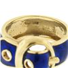 Image 9 : Vintage 18K Yellow Gold Royal Blue Enamel w/ Textured Gold Work Buckle Band Ring