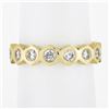 Image 1 : New 18K Gold 0.58 ctw Round Burnish Set Diamond Stackable Hexagon Shape Band Rin
