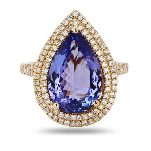 6.19 ctw Tanzanite and 0.73 ctw Diamond 14K Yellow Gold Ring