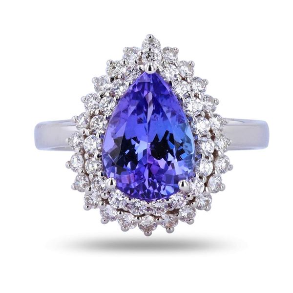 2.70 ctw Tanzanite and 0.71 ctw Diamond 14K White Gold Ring