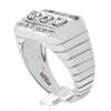 Men's Vintage 14K White Gold 0.70 ctw Pave Old Diamond Grooved Wide Band Ring