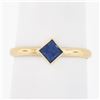 Simple Petite 14k Gold 0.35 ctw Square Step Cut Bezel Set Sapphire Solitaire Rin