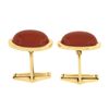 Image 4 : Vintage 14K Yellow Gold Oval Cabochon Bezel Set Carnelian Dual Swivel Cuff Links