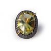 18k Yellow Gold Lemon Quartz & Black Diamond Cocktail Ring by Carlo Rici