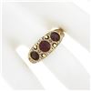 Image 3 : Antique Victorian 14k Gold 1.80 ctw Bezel Rhodolite Garnet Textured Repousse Rin