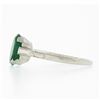 Image 6 : Antique 14k White Gold 1.64 ctw Oval Prong Set Emerald Step Sides Solitaire Ring