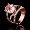 Image 2 : 5.36 ctw Morganite and 0.78 ctw Diamond 14K Rose Gold Ring