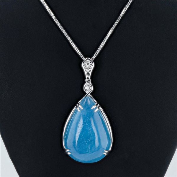 73.00 ctw Aquamarine and 0.17 ctw Diamond Platinum Pendant