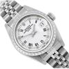 Rolex Ladies Stainless Steel Quickset White Roman Engine Turn Bezel Date Watch W