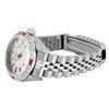 Image 4 : Rolex Ladies Stainless Steel Silver Index Diamond And Ruby Rolex Date Wristwatch