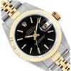 Rolex Ladies 18K Two Tone Gold And Steel Black Index 18K Yellow Gold Fluted Beze