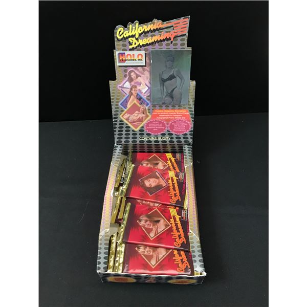 OPEN BOX OF SEALED CALIFORNIA DREAMING CARD PACKS - CONTAIN NUDITY