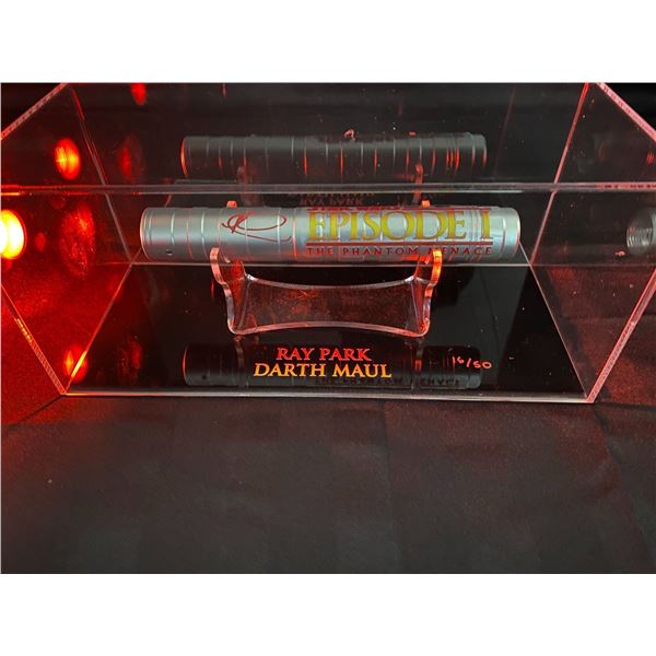 RAY PARK SIGNED LIGHT SABER IN DISPLAY WWOC COA