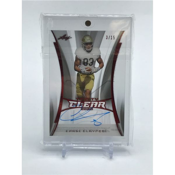 2020 LEAF CLEAR CHASE CLAYPOOL SIGNED ROOKIE CARD 3/15