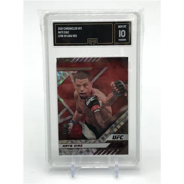 2021 CHRONICLES UFC NATE DIAZ TRADING CARD - GRADED GMA 10