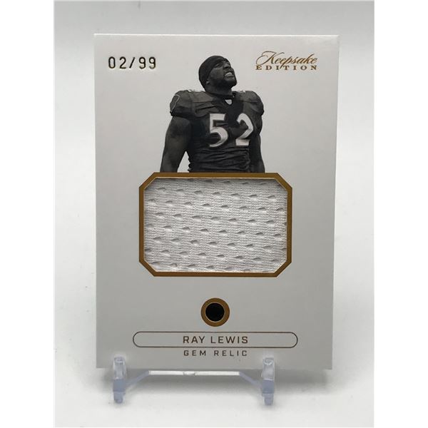 RAY LEWIS GEM PATCH RELIC CARD KEEPSAKE EDITION 02/99
