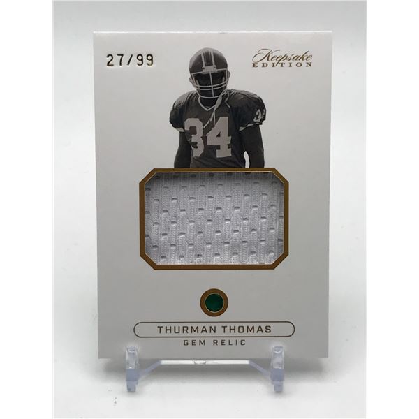 THURMAN THOMAS GEM RELIC PATCH CARD KEEPSAKE EDITION 27/99
