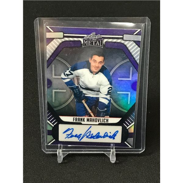 LEAF METAL FRANK MAHOVLICH SIGNED TRADING CARD