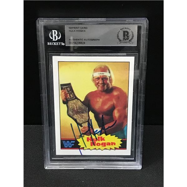 HULK HOGAN WWF CARD SIGNED - BECKETT COA