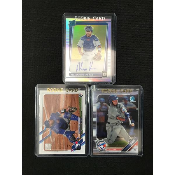 LOT OF 3 BASEBALL ROOKIE CARDS INCLUDING ONE SIGNED