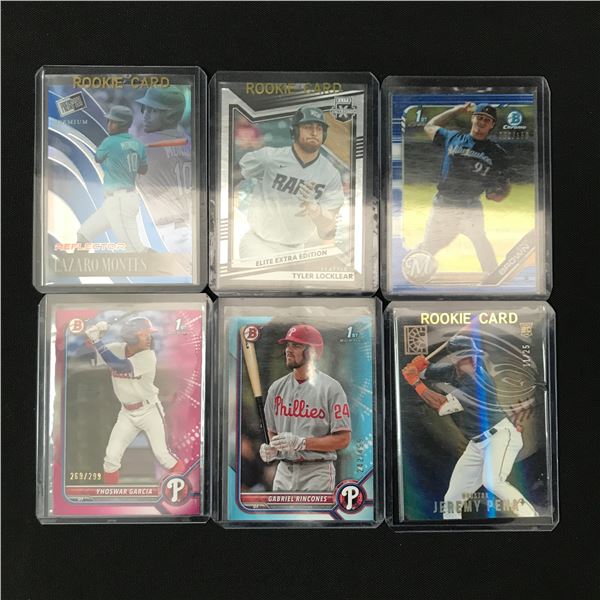 LOT OF 6 BASEBALL CARDS INCLUDING 3 ROOKIES