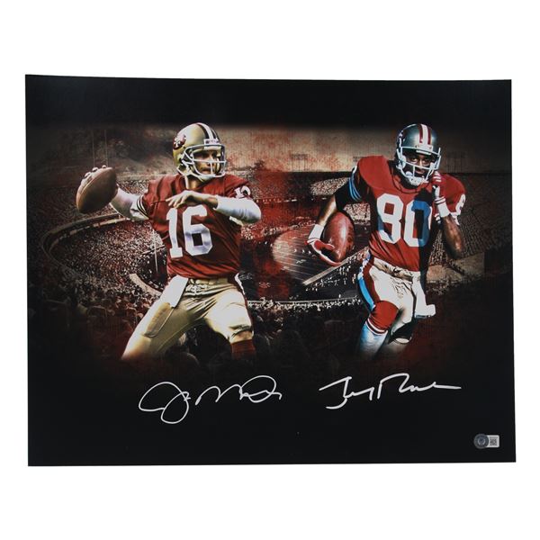 JERRY RICE AND JOE MONTANA DUAL SIGNED 16 X 20 PICTURE - BECKETT COA