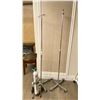 Image 1 : 2 COMMERCIAL METAL MOBILE IV STANDS & OXYGEN TANK ON MOBILE CART