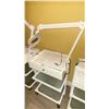Image 1 : WHITE 3 TIER SINGLE DRAWER COMMERCIAL MOBILE ESTHETICIANS CART WITH ILLUMINATED MAGNIFYING LAMP