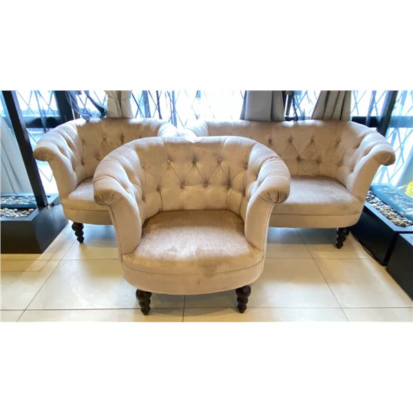2 DESIGNER ARMCHAIRS & LOVESEAT