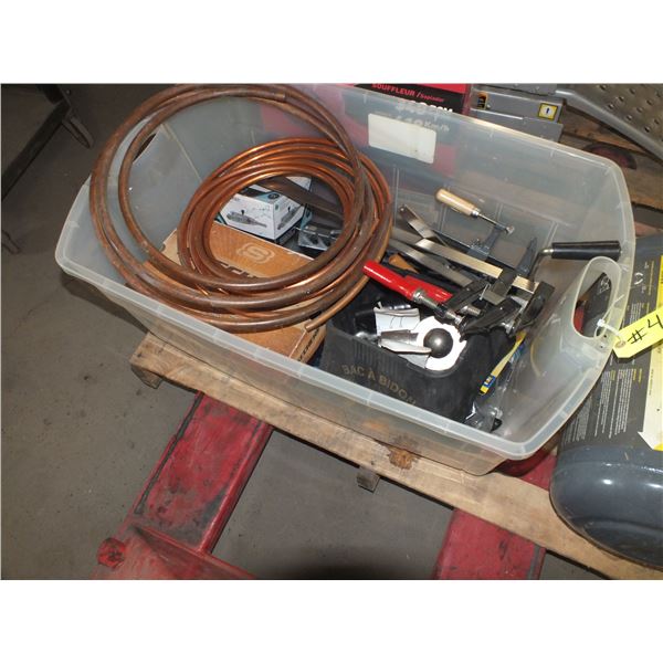 Bin Of Assorted tools & Copper