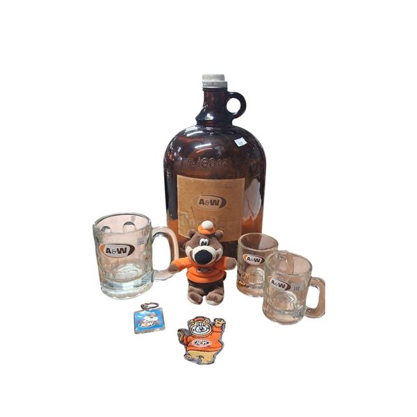 7 piece A&W Rootbeer vintage collectibles