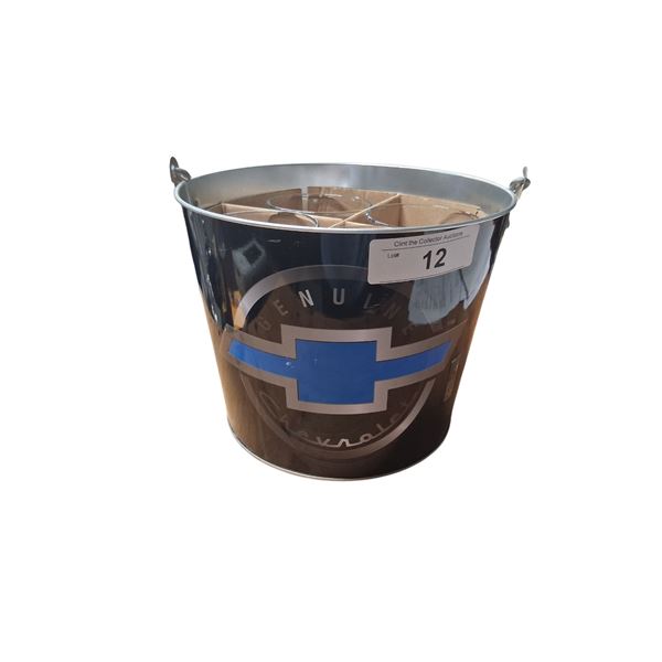 Genuine Chevrolet ice bucket, new with 4 glass mugs