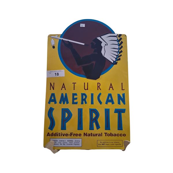 American Spirit embossed tin sign 18"x12"
