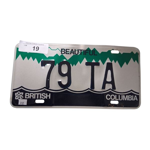 Vintage BC personalized plate 79 TA
