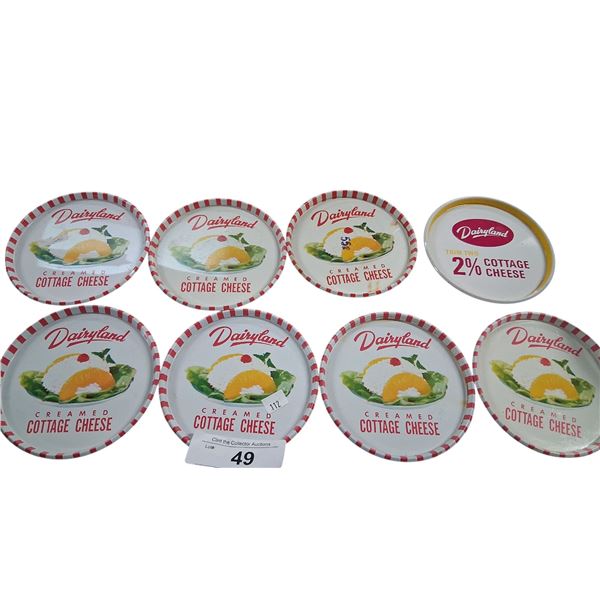8 vintage NOS Dairyland metal lids 4.5" diameter