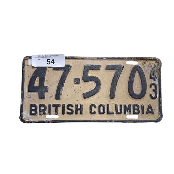 Vintage 1943 BC plate
