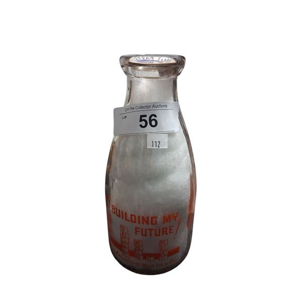 Vintage 1940s Ruff's Dairy "Building my future" milk bottle