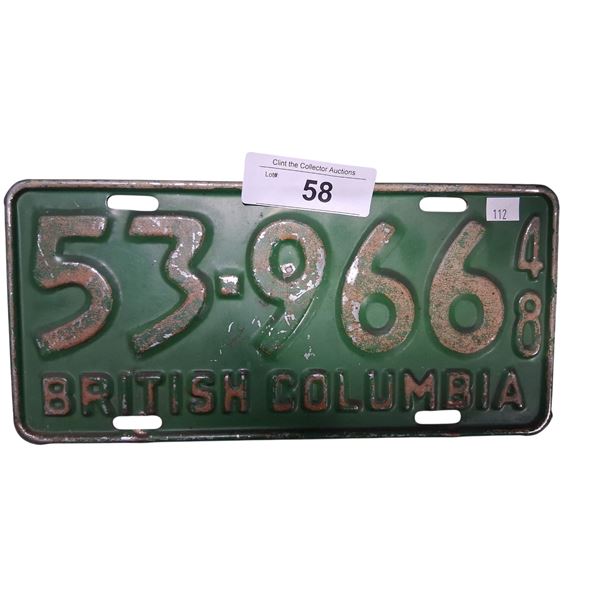 Vintage 1948 BC plate