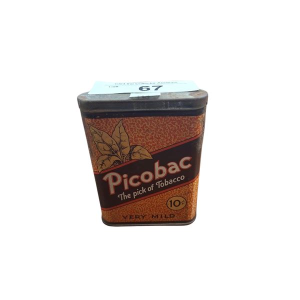 Vintage Picobac tobacco tin, great graphics 10 cent 4" tall
