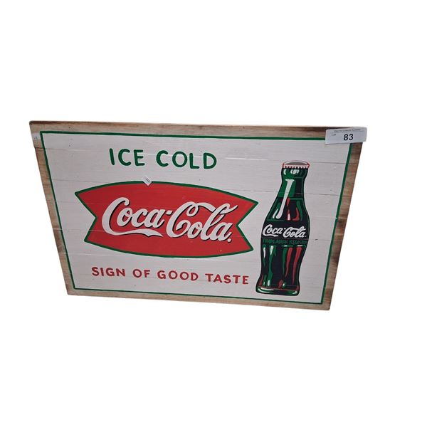 Vintage Coca-Cola advertisement painted on wood 24"x16"