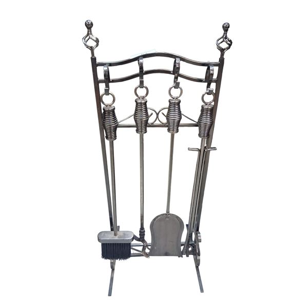 Nice heavy duty well made steel fireplace tool set 34" tall
